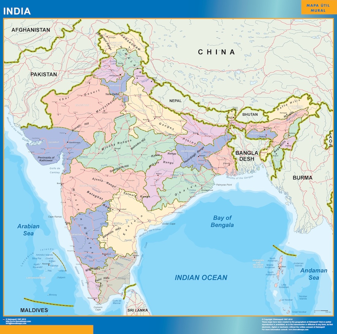 India Karte | Karten für Österreich und Deutschland