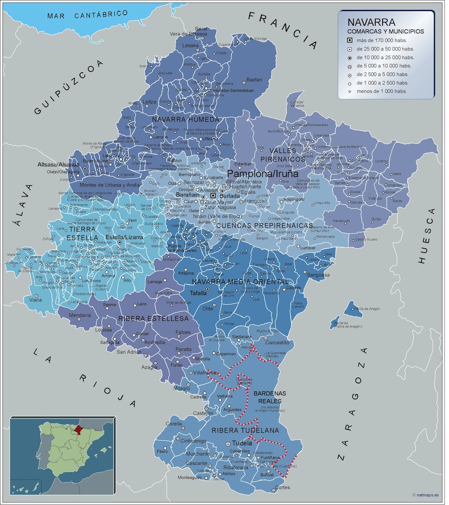 Gemeinden Navarra Karte von Spanien | Karten für Österreich und Deutschland